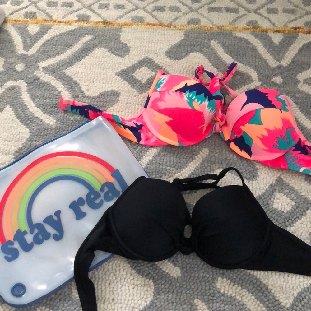 Aerie bikini tops and bathing suit bag